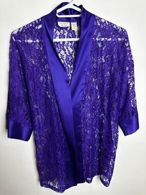 Vintage Victoria’s Secret Gold Label Kimono Robe One Size Fits Most Purple FLAW